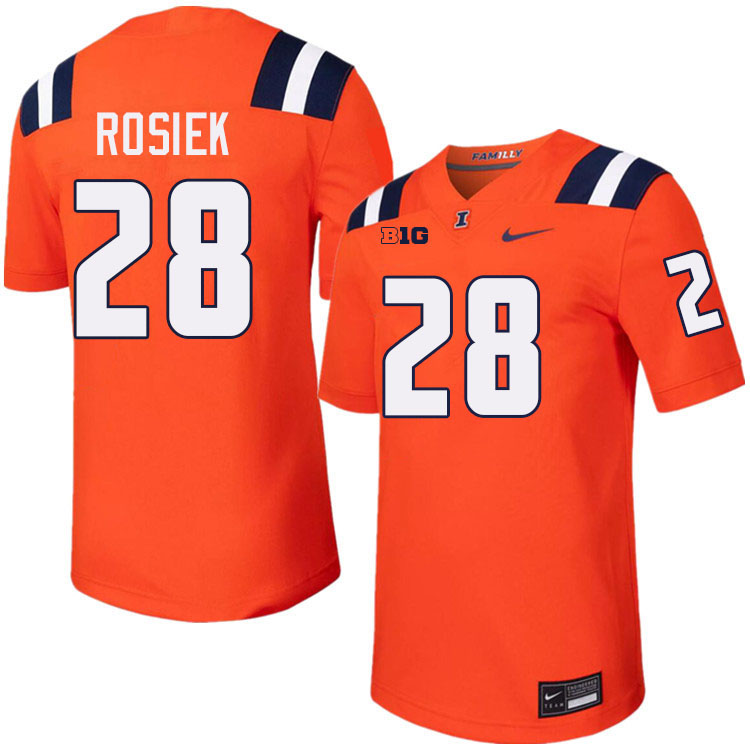 #28 Dylan Rosiek Illinois Fighting Illini Football Jersey,Uniforms-Orange #28 Dylan Rosiek Illinois Fighting Illini Football Jersey,Uniforms-Orange